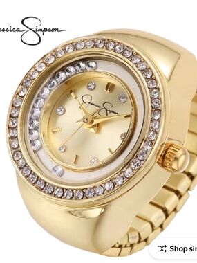 Jessica Simpson Gold Tone Crystal-Trim Women's Watch